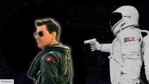 Tom Cruise as Pete Maverick Mitchell in Top Gun 2, as part of the astronaut meme