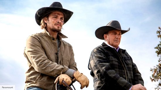 Luke Grimes and Kevin Costner in Yellowstone