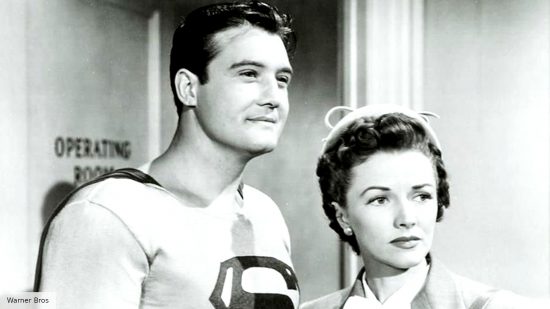 Phyllis Coates as Lois Lane with George Reeves as Superman