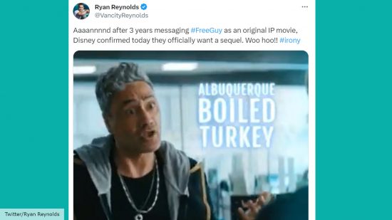 Free Guy 2 release date - Ryan Reynolds sequel tweet