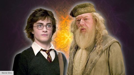 Daniel Radcliffe as Harry Potter and Michael Gambon as Albus Dumbledore