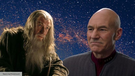 Sir Ian McKellen as Gandalf in Lord of the Rings, and Patrick Stewart as Jean-Luc Picard in Star Trek