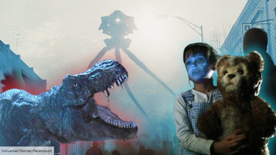 The T-Rex from Jurassic Park, the alien from War of the Worlds, and a kid with Teddy from AI