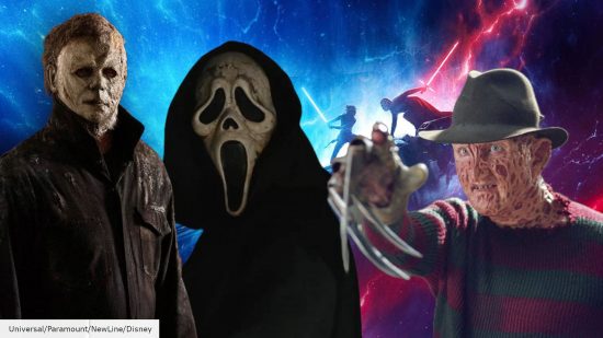 Michael Myers, Ghostface, and Freddy Krueger, set against a Star Wars background