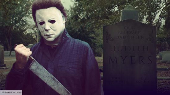 Why did Michael Myers kill his sister: Michael Myers standing in front of the grave of Judith Myers in Halloween