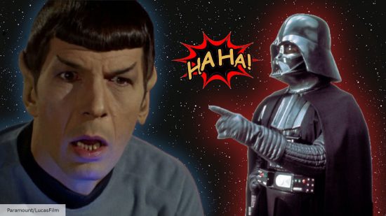 Leonard Nimoy as Star Trek's Sock, and Darth Vader from Star Wars A New Hope