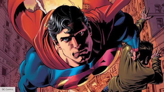 All the upcoming DC movies: Superman flying in the comic book