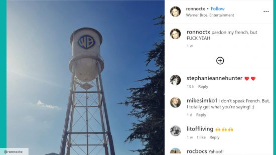 Young Sheldon writer's Instagram post: the Warner Bros. watchtower