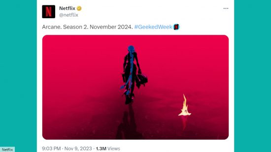 Netflix's Arcane tweet: "Season 2. November 2024."