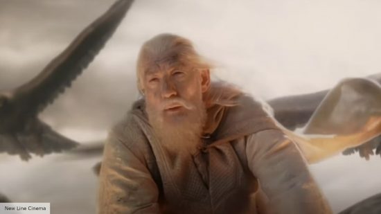 Gandalf the White flying on a Eagle in Return of the King 