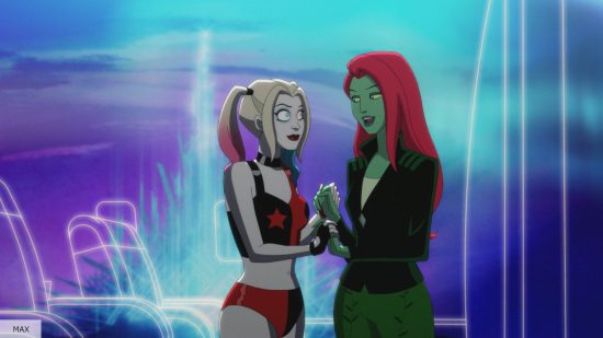 Kaley Cuoco as Harley Quinn and Lake Bell as Poison Ivy
