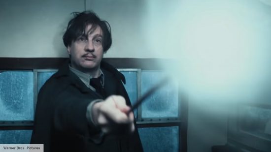 Remus Lupin produced a shield form Patronus in Harry Potter and the Prisoner of Azkaban