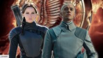 6 Hunger Games Easter eggs you might've missed in Songbirds and Snakes: Jennifer Lawrence as Katniss Everdeen and Tom Blyth as Coriolanus Snow