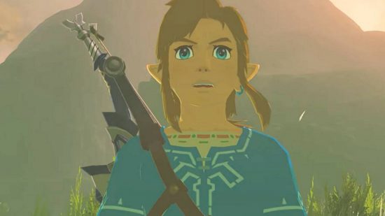 Link looking shocked in Breath of the Wild