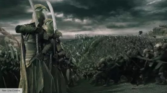 Elf army facing Orcs in the Last Alliance of Elves and Men 