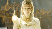 Lord of the Rings: Galadriel standing in front of Rivendell holding a star in her hand