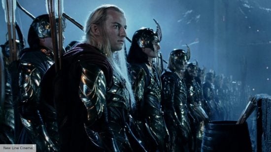 Elf archers standing in the rain during Lord of the Rings: The Two Towers 