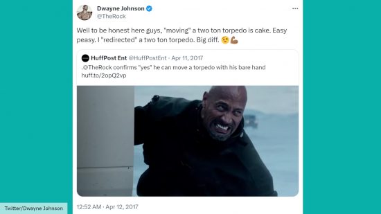 The Rock tweeted about his torpedo stunt in Fast and Furious