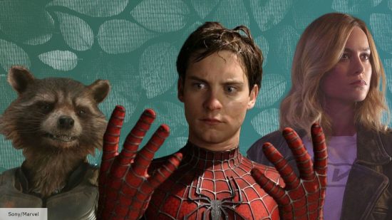 Rocket Raccoon in GOTG 2, Tobey Maguire in Spider-Man, and Brie Larson in Captain Marvel