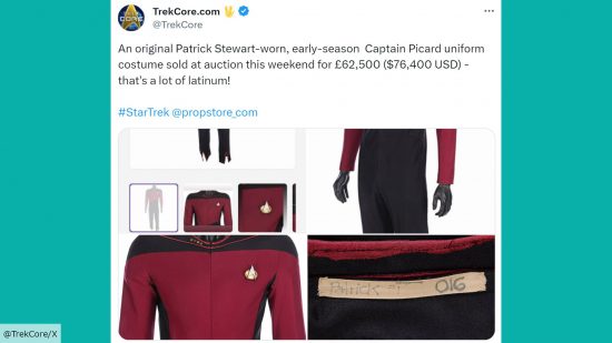 Star Trek auction Picard uniform
