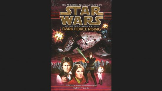 Star Wars Thrawn trilogy novel, Dark Force Rising on a grey background.