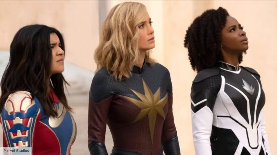 Captain Marvel, Ms Marvel, and Monica Rambeau in The Marvels