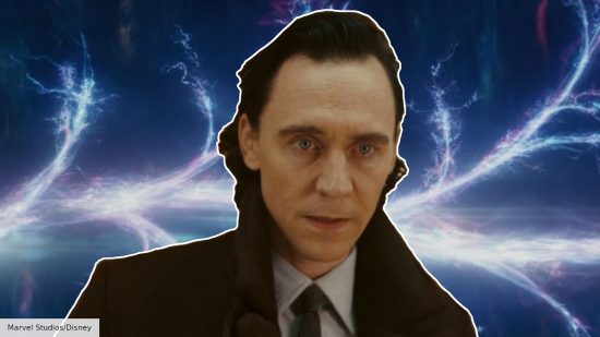 Tom Hiddleston as Loki over the Sacred Timeline in the MCU