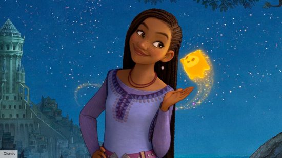 Wish: Asha smiling at a star in the Disney movie Wish
