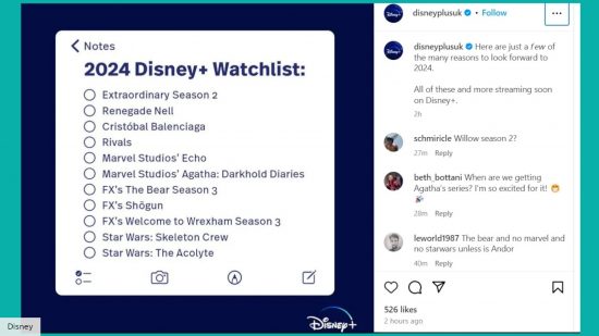A post from Disney Plus' Instagram account