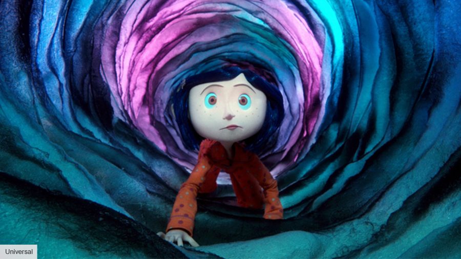 Best animated movies: Coraline climbs through a tunnel in Coraline