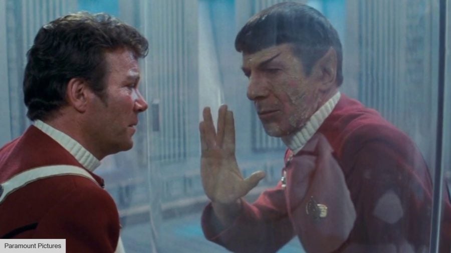Star Trek Timeline: William Shatner and Leonard Nimoy as Captain Kirk and Spock in The Wrath of Khan