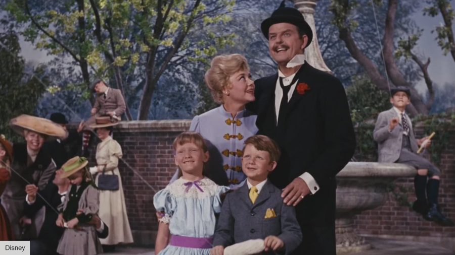 Mary Poppins Disney feminist: the banks family flying a kite 