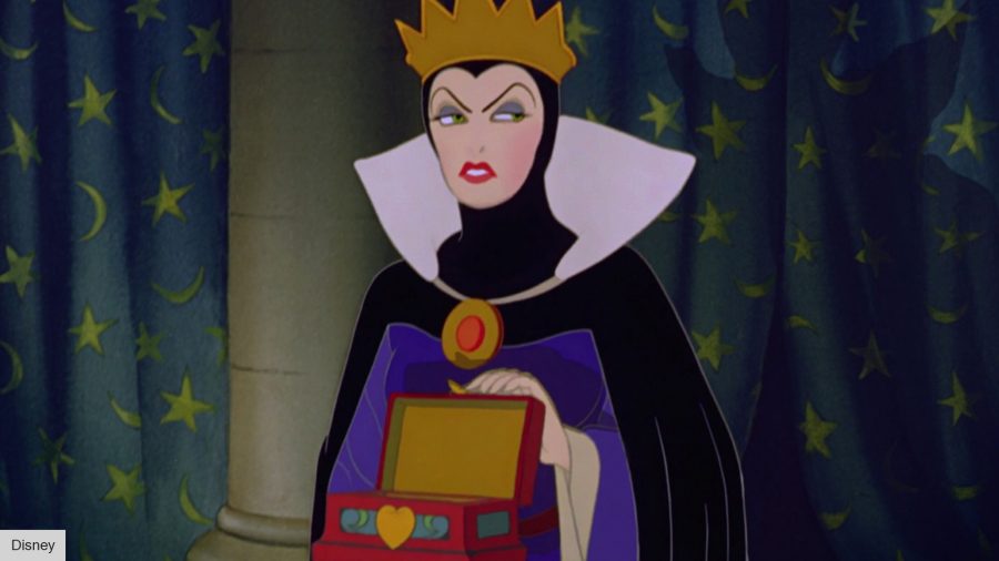 The Evil Queen holding a heart box 