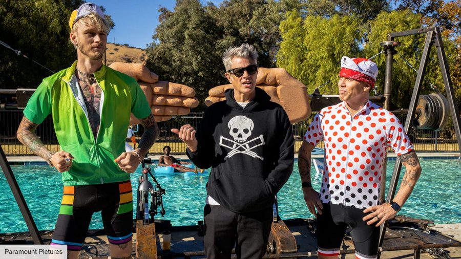 Jackass Forever review: Machine Gun Kelly, Johnny Knoxville, and Steve-O in Jackass Forever
