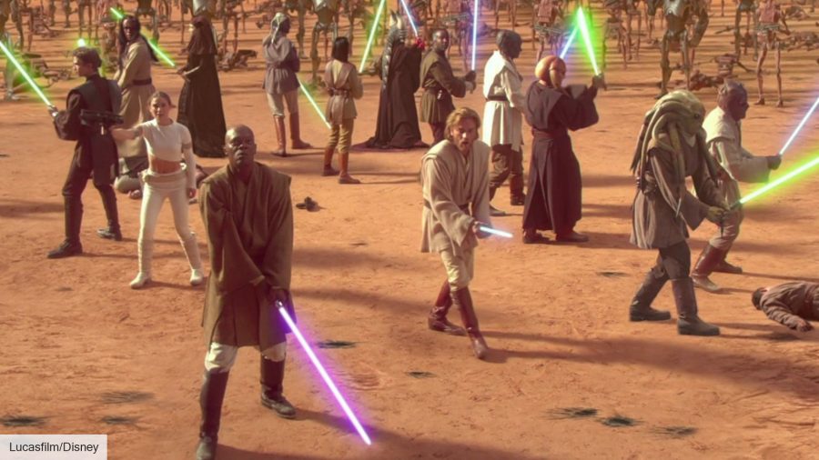 Star Wars movies ranked: Anakin, Mace Windu, Padme, and Obi-Wan in Attack of the Clones