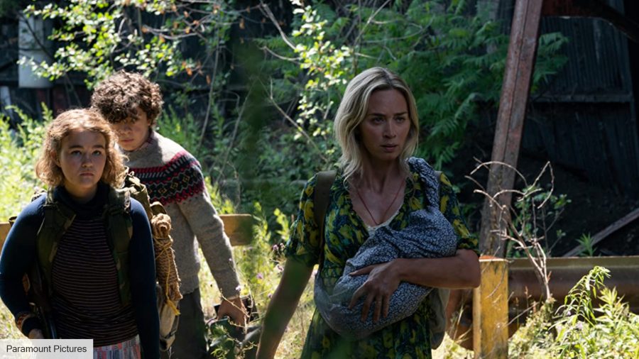A Quiet Place 3 release date: Millicent Simmonds, Noah Jupe, and Emily Blunt as Regan Abbott, Marcus, and Evelyn in A Quiet Place 2