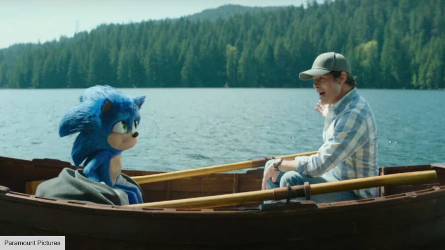 Sonic 2 interviews: Sonic and Tom out on a lake 