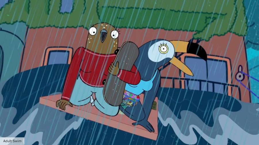 Tuca and Bertie season 3 release date: Tuca and Bertie during a flood in Bird Town