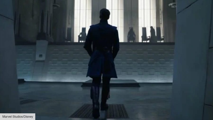 The Illuminati in Doctor Strange 2: Stephen Strange in the Illuminati throne room