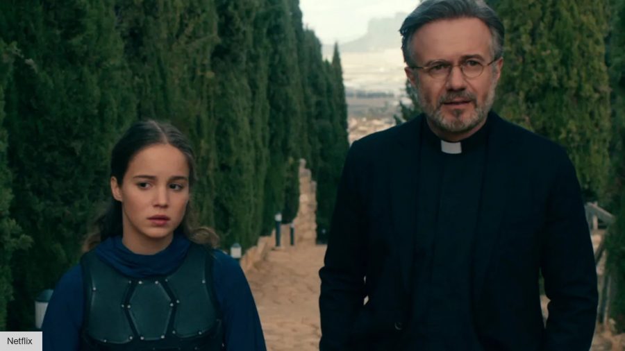 Warrior Nun season 2 release date: Ava and Father Vincent walking outside 