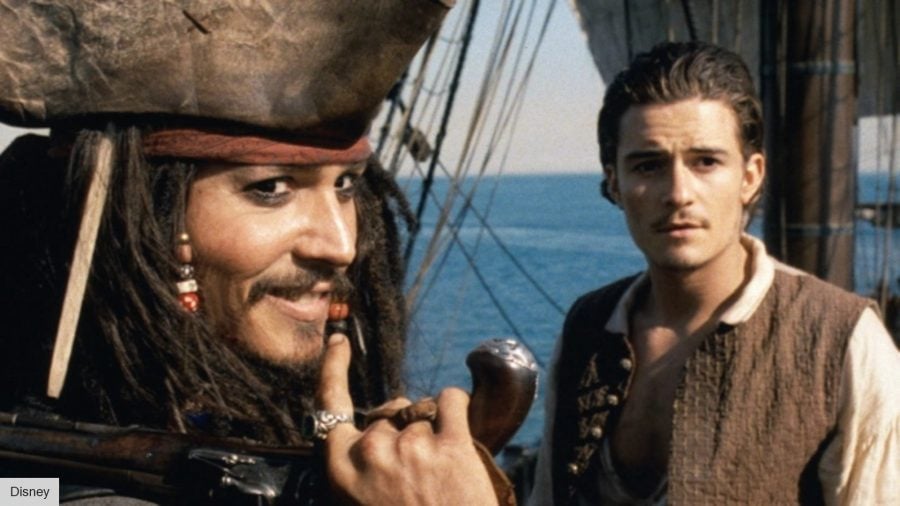 Pirates of the Caribbean movies in order: Johnny Depp and Orlando Bloom as Jack and Will in Curse of the Black Pearl