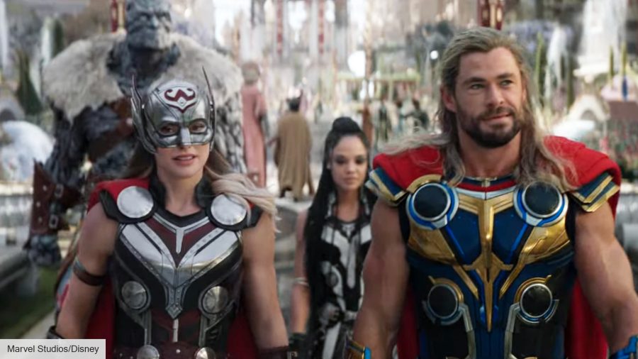 Natalie Portman and Chris Hemsworth in Thor: Love and Thunder