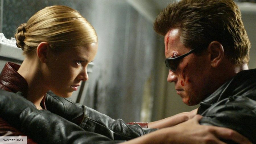 Terminator movies in order: Kristanna Loken and Arnold Schwarzenegger as T-X and The Terminator in Rise of the Machines