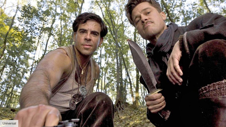 The best Brad Pitt movies: Brad Pitt and Eli Roth in Inglourious Basterds